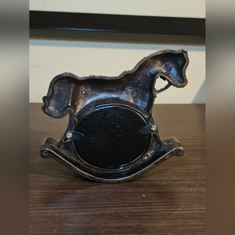 Vtg 70s Bronze Rocking Horse 3D Picture Frame Aged Patina Nursery Functions‎